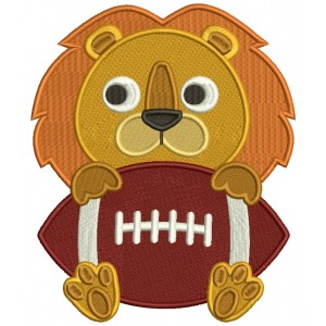 Lion With a Football Sports Filled Machine Embroidery Design Digitized Pattern